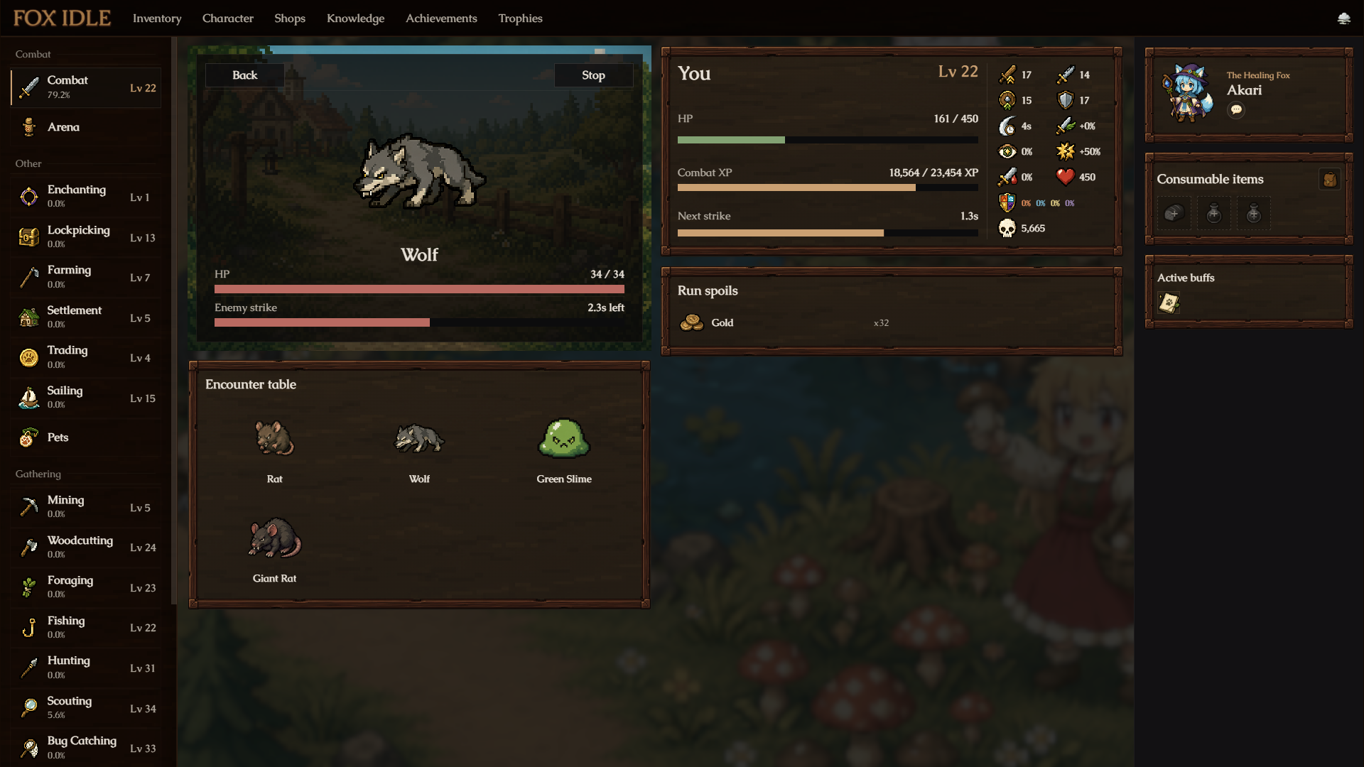Fox Idle combat gameplay screen